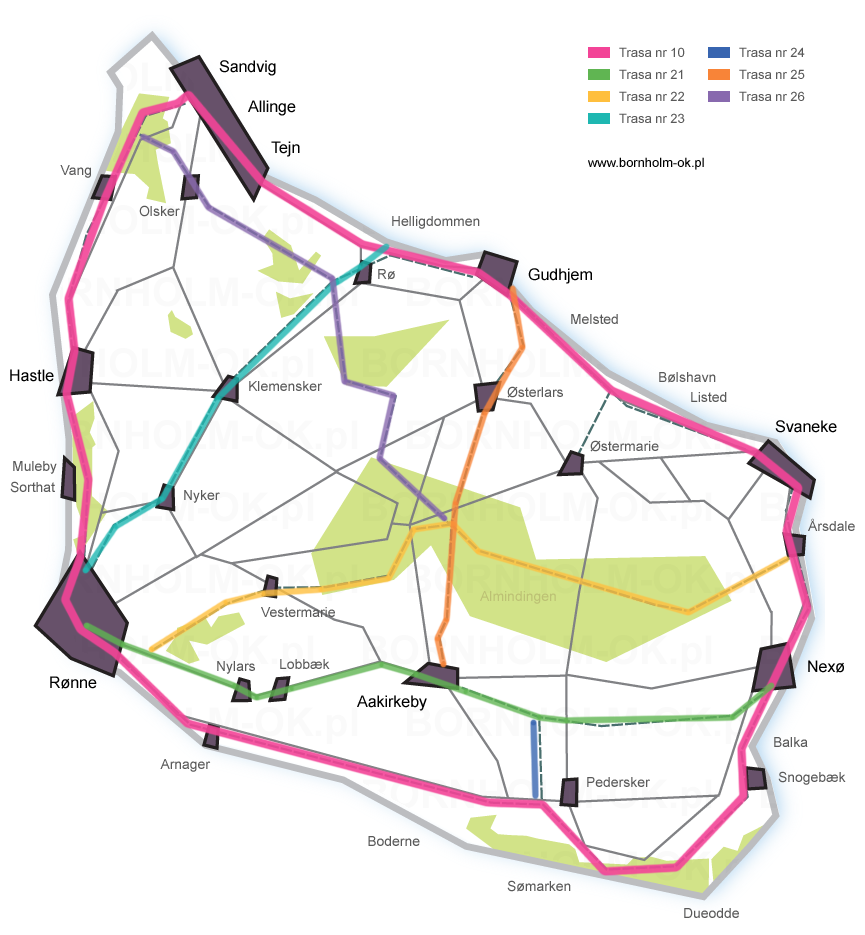 Trasy rowerowe na Bornholmie - Mapa