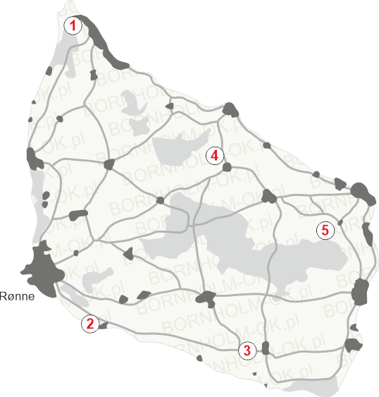 Tanie pola namiotowe mapka Bornholm