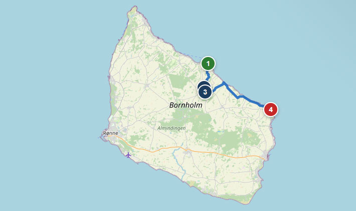 Mapa etapu 2 – Gudhjem – Svaneke
