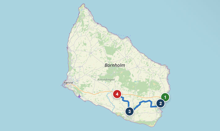 Mapa etapu 5 – Nexø – Aakirkeby