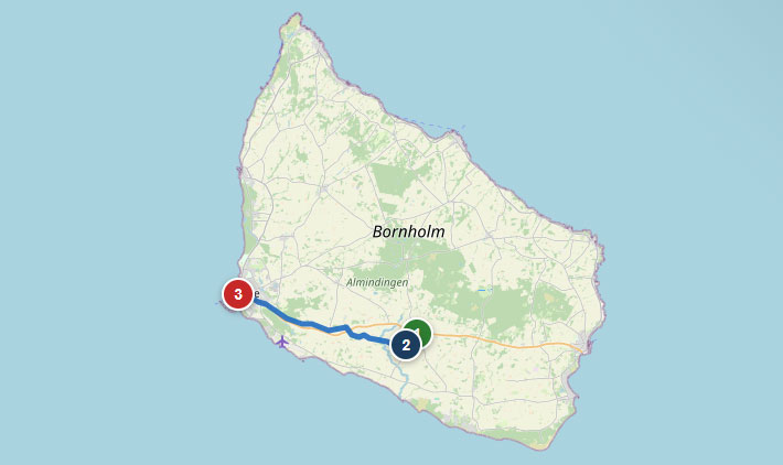 Mapa etapu 6 – Aakirkeby – Rønne