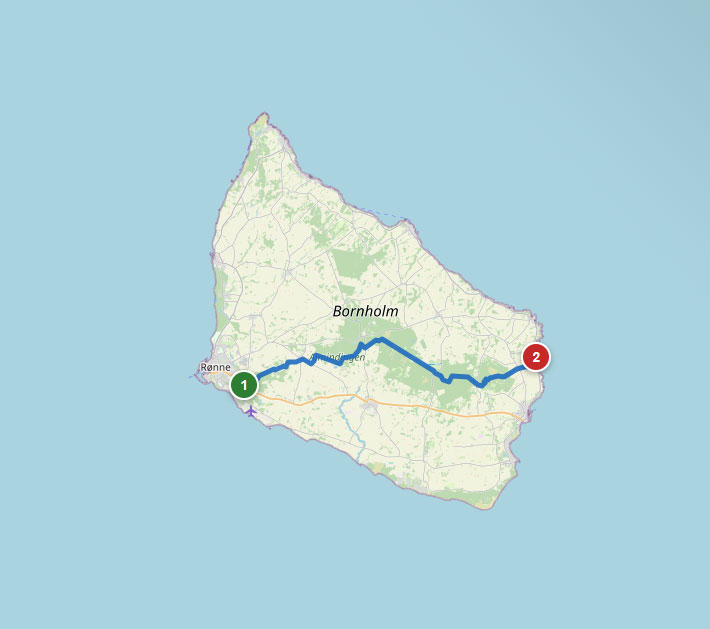 Mapa trasy rowerowej nr 22 – Robbedale – Årsdale
