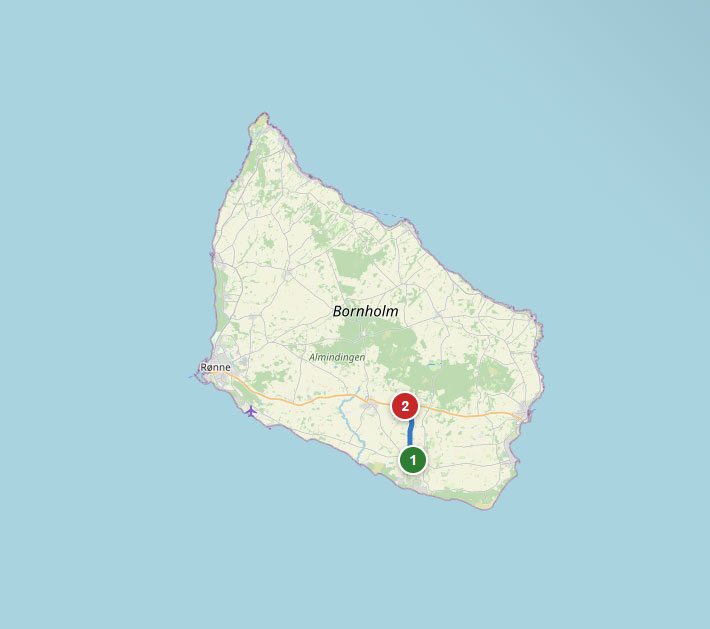 Mapa trasy rowerowej nr 24 – Pedersker – Munkeleddet
