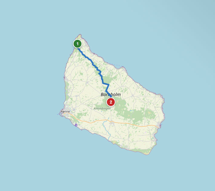 Mapa trasy rowerowej nr 26 – Slotslyngen – Almindingen