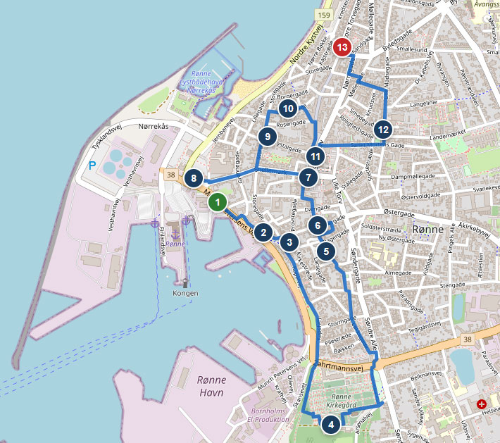 Spacer po Rønne - Mapa
