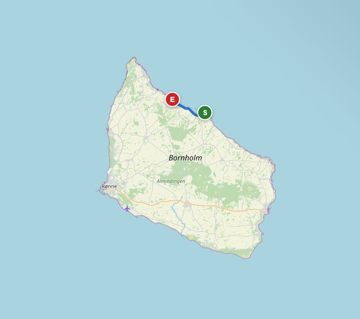Pieszo Gudhjem – Bådsted Havn - Mapa